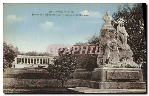 Cartes postales Montpellier Jardin de l'Esplanade Auguste Comte et le Monument