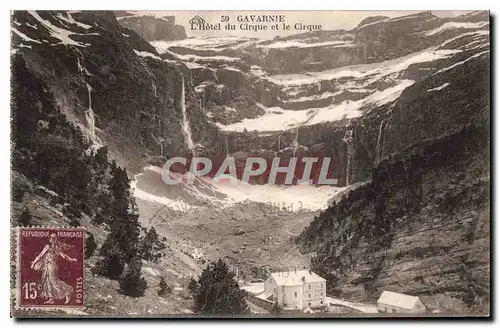 Cartes postales Gavarnie l'Hotel du Cirque et le Cirque