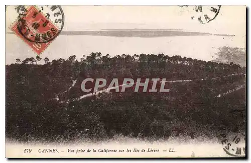 Cartes postales Cannes vue prise de la Californie sur les Iles de Lerins