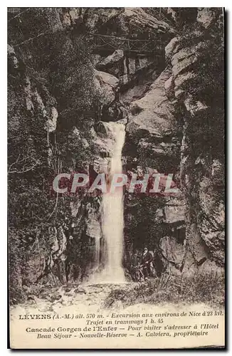 Cartes postales Levens A M Excursion aux environs de Nice Cascade Gorges de l'Enfer pour visiter s'adresser a l'