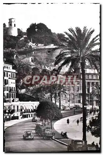 Cartes postales Nice A M Ascenseur du Chateau vue de la Montee Lesage la Tour Bellanda et a gauche la tourelle d