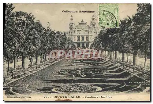 Cartes postales Monte Carlo Casino et Jardins