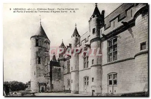 Cartes postales Loches I et L Chateau Royal Partie Charles VII et Porte d'entree du Tombeau d'Agnes Sorel