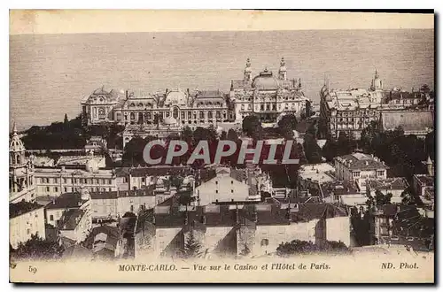 Cartes postales Monte Carlo Vue sur le Casino et l'Hotel de Paris