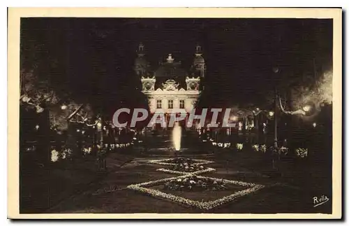 Cartes postales Monte Carlo la luit le Casino et les Jardins