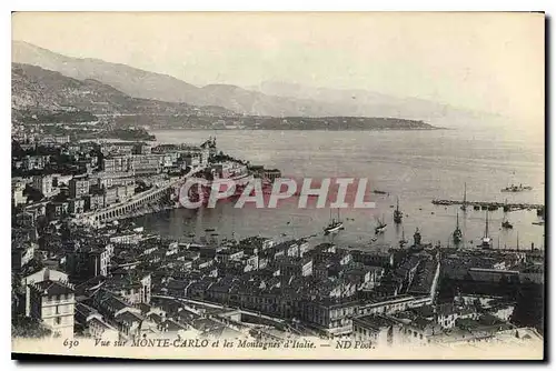 Cartes postales Vue sur Monte Carlo et les Montagnes d'Italie