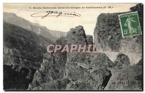 Cartes postales Route Nationale dans les Gorges de Guillaumes A M