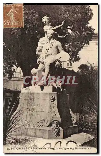 Cartes postales Grasse Statue de Fragonard