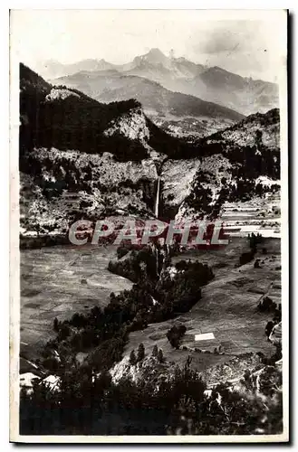 Cartes postales Env de Modane vue d'ensemble des Cascades de St Benoit et la Dent Parrachee