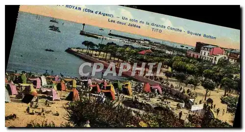 Cartes postales Royan Cote d'Argent un coin de la Grande Square Botton les deux Jetees