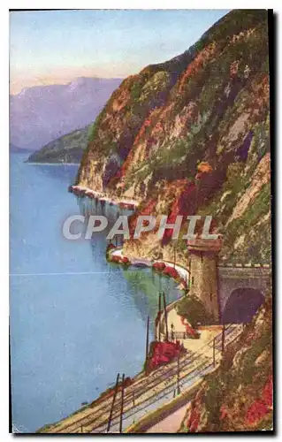 Cartes postales Aix les Bains lac du Bourget Tunnel de Saint Innocent et Rochers de Brison