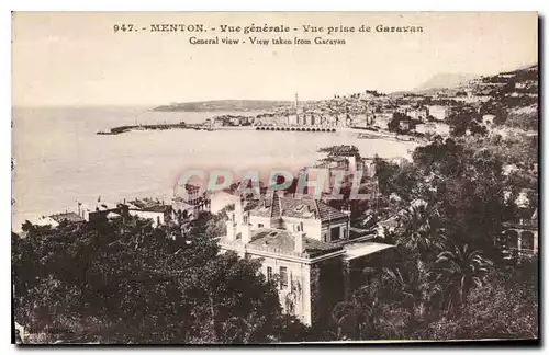 Cartes postales Menton Vue generale vue prise de Garavan