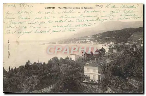 Cartes postales Menton vue generale depuis la Frontiere