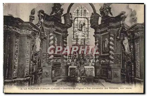 Cartes postales Le Moutier d'Ahun Creuse Interieur de l'Eglise vue d'ensemble des Retables XVII siecle