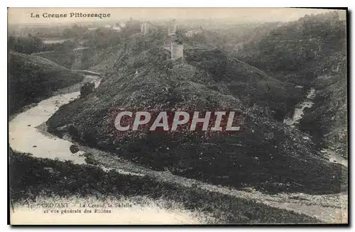 Cartes postales la Creuse Pittoresque Crozant la Creuse et vue generale des Ruines