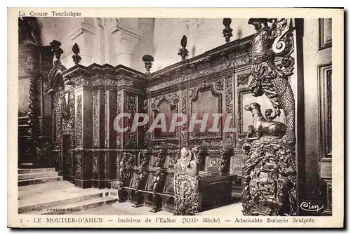Cartes postales Le Moutier d'Ahun Interieur de l'Eglise Admirable Boiserie Sculptee