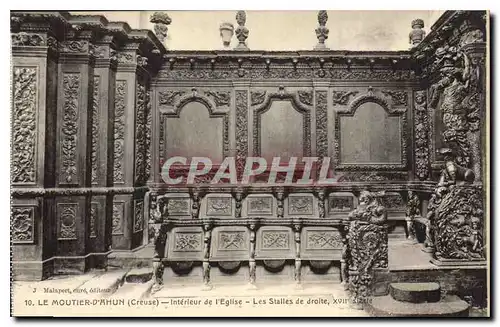 Cartes postales Le Moutier d'Ahun Creuse Interieur de l'Eglise les Stalles de droite