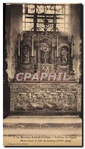 Cartes postales Le Moutier d'Ahun Creuse Interieur de l'Eglise Maitre Autel et Cuir de Cordoue