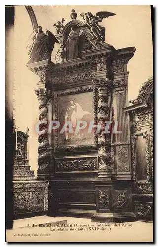 Cartes postales Le Moutier d'Ahun Creuse Interieur de l'Eglise le retable de droite
