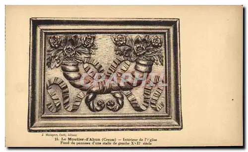 Cartes postales Le Moutier d'Ahun Creuse Interieur de l'Eglise Fond de Panneau d'une Stalle de gauche
