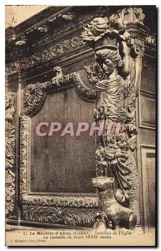 Cartes postales Le Moutier d'Ahun Creuse Interieur de l'Eglise la Cariatide de droite