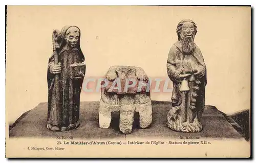 Cartes postales Le Moutier d'Ahun Creuse Interieur de l'Eglise Statues de pierre