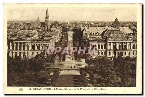 Cartes postales Strasbourg L'Universite vue de la Place de la Republique