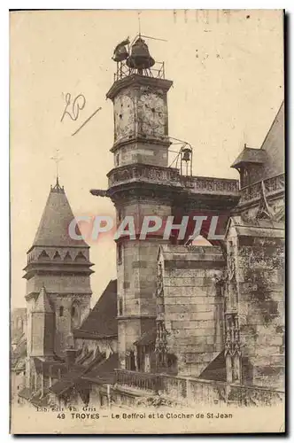 Cartes postales Troyes Le Beffroi et le Clocher de St Jean