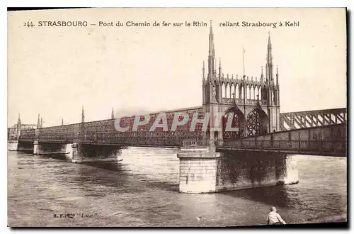 Cartes postales Strasbourg Pont du Chemin de fer sur le Rhin Reliant Strasbourg a Kehl