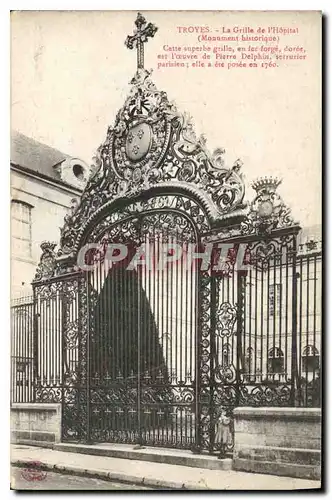 Cartes postales Troyes La Grille de l'Hopital Monument Historique