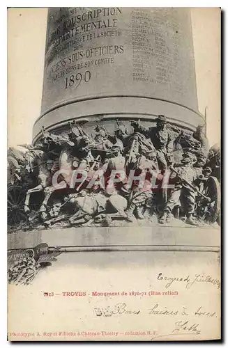 Cartes postales Troyes Monument de 1870 1871 Bas Relief