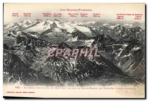 Cartes postales Les Hautes Pyrenees Panorama Pris du Pic du Midi La Haute Chaine des Pyrenees