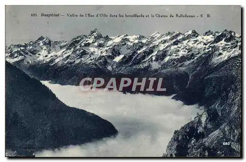 Cartes postales Dauphine Vallee de l'Eau d'Olle dans les broullards et le Chains de Belledonne
