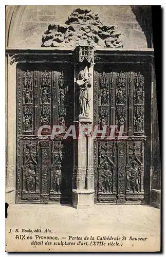 Cartes postales Aix en Provence Portes de la Cathedrale St Sauveue detail des sculptures d'art XIIIe siecle