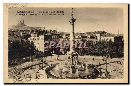 Ansichtskarte AK Marseille La Place Castellane Fontaine Cantini et ND de la Garde