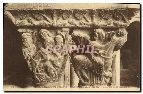 Cartes postales Arles Cloitre Saint Trophime Chapiteau XII siecle Entree a Jerussalem