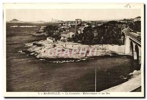 Ansichtskarte AK Marseille la Corniche Malmousque et les Iles