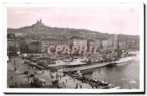 Cartes postales Marseille Quai des Belges et N D de la Garde Bateau