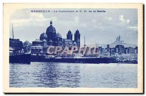 Ansichtskarte AK Marseille La Cathedrale et N D de la Garde Bateaux