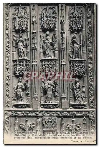 Ansichtskarte AK Aix en provence Detail de la Porte de la Cathedrale Saint Sauveuer XV siecle Portail en noyer le