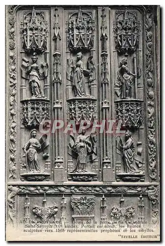 Cartes postales Aix en provence Detail de la Porte de la Cathedrale Saint Sauveuer XV siecle Portail en noyer le
