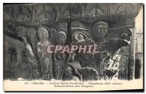 Cartes postales Arles Cloitre Saint Trophime Chapiteau XII siecle Annonciation des Bergers