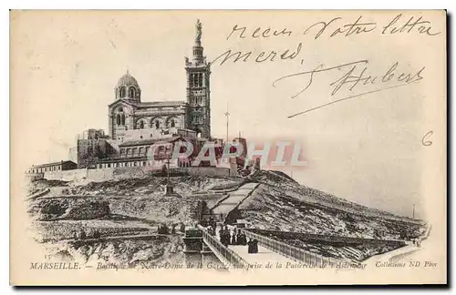 Cartes postales Marseille Basilique de Notre Dame de la Garde vue prise de la Passerelle de  l'ascenseur