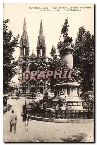 Cartes postales Marseille Eglise St Vincent de Paul et le Monument des Mobiles