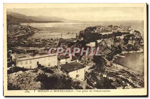 Cartes postales Monaco et Monte Carlo vue prise de l'Observatoire