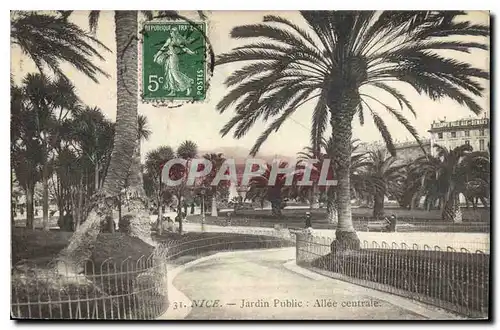 Ansichtskarte AK Nice Jardin Public Allee centrale
