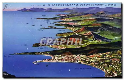 Cartes postales La Cote d'Azur a Vol d'oiseau de Menton a Cannes