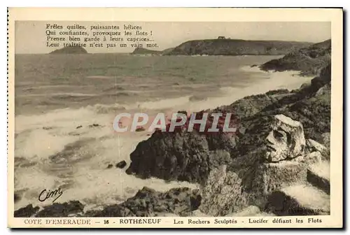 Cartes postales Cote d'Emeraude Rotheneuf les rochers Sculptes lucifer defiant les Flots