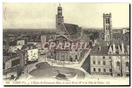 REPRO Paris L'Eglise St Etienne du Mont le Lycee Henri IV et la Tour de Clovis