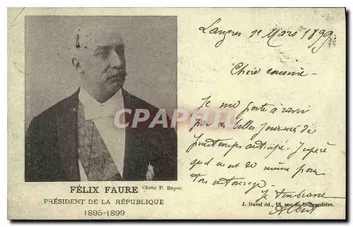 REPRO Felix Faure President de la Republique 1895 1899